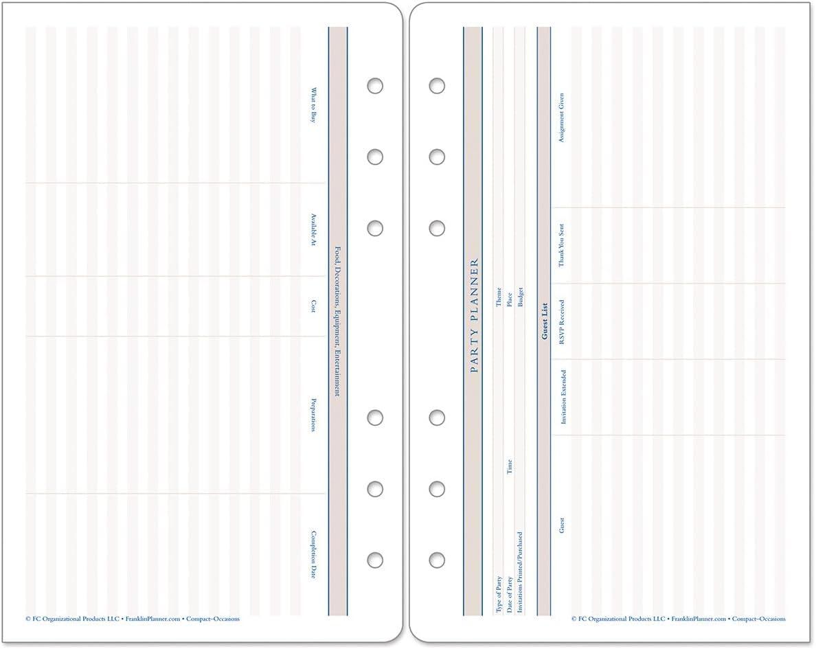 image:imageFranklinCovey Occasions Forms Pack for RingBound FranklinCovey Planners Plan amp Record Special Events Expansion Pages Classic 16 SheetsCompact Size