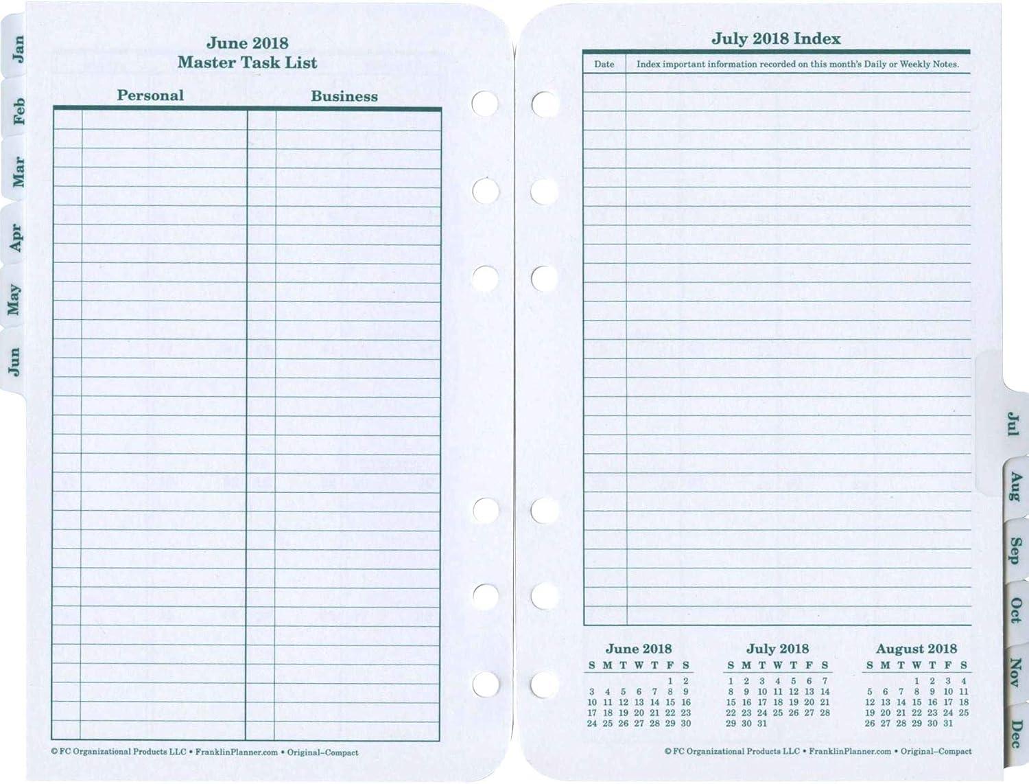 image:imageFranklinCovey Original Planner Refill Two Page Per Day RingBound Pocket Apr 2026 Mar 2027Jan 2018 Dec 2018