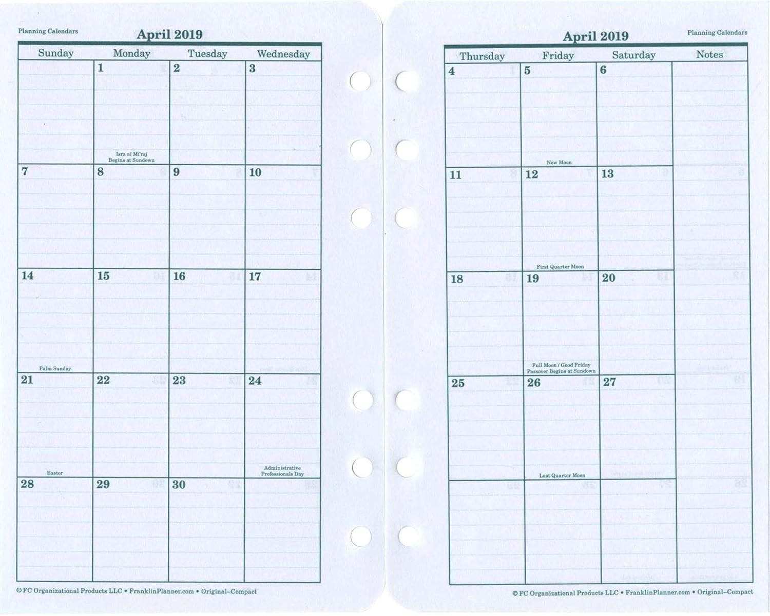 image:imageFranklinCovey Original Planner Refill Two Page Per Day RingBound Pocket Apr 2026 Mar 2027Jan 2018 Dec 2018