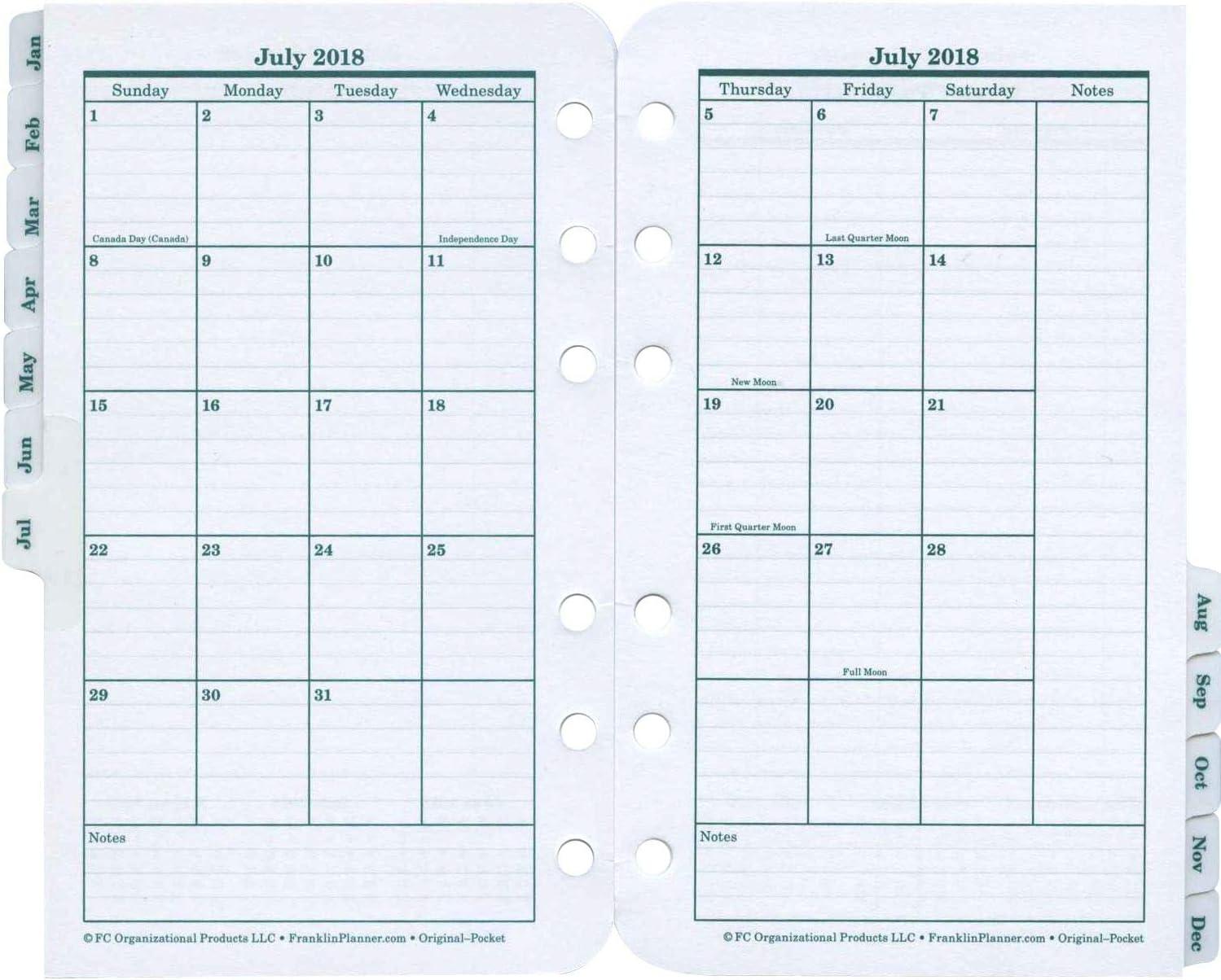 image:imageFranklinCovey Original Planner Refill Two Page Per Day RingBound Pocket Apr 2026 Mar 2027Jan 2018 Dec 2018