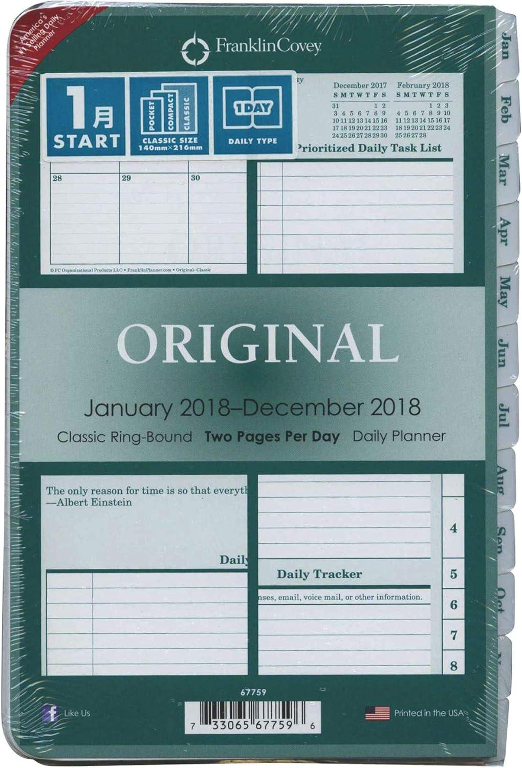 image:imageFranklinCovey Original Planner Refill Two Page Per Day RingBound Pocket Apr 2026 Mar 2027Jan 2018 Dec 2018