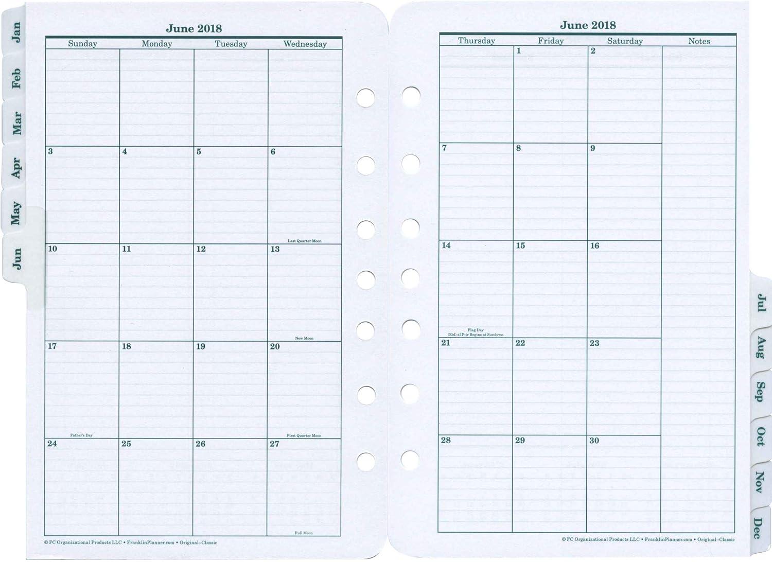 image:imageFranklinCovey Original Planner Refill Two Page Per Day RingBound Pocket Apr 2026 Mar 2027Jan 2018 Dec 2018