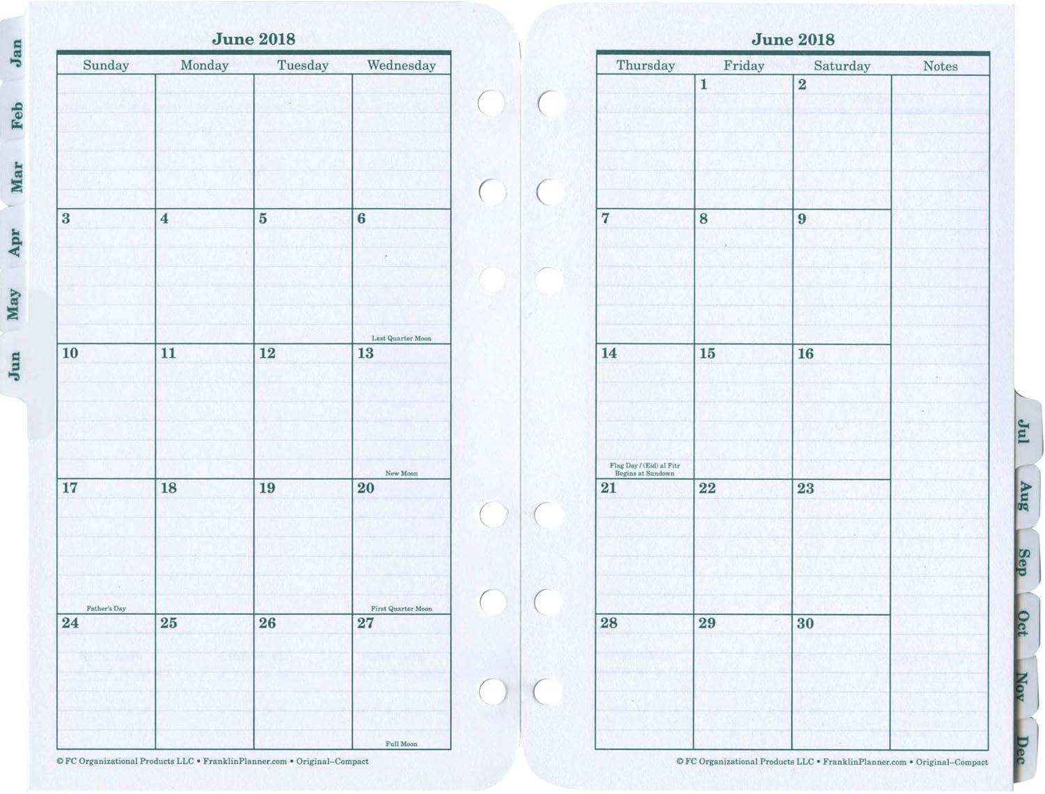 image:imageFranklinCovey Original Planner Refill Two Page Per Day RingBound Pocket Apr 2026 Mar 2027Jan 2018 Dec 2018