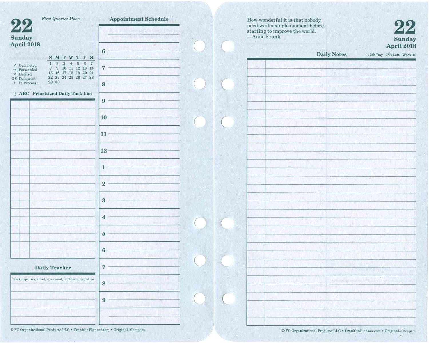 image:imageFranklinCovey Original Planner Refill Two Page Per Day RingBound Pocket Apr 2026 Mar 2027Jan 2018 Dec 2018