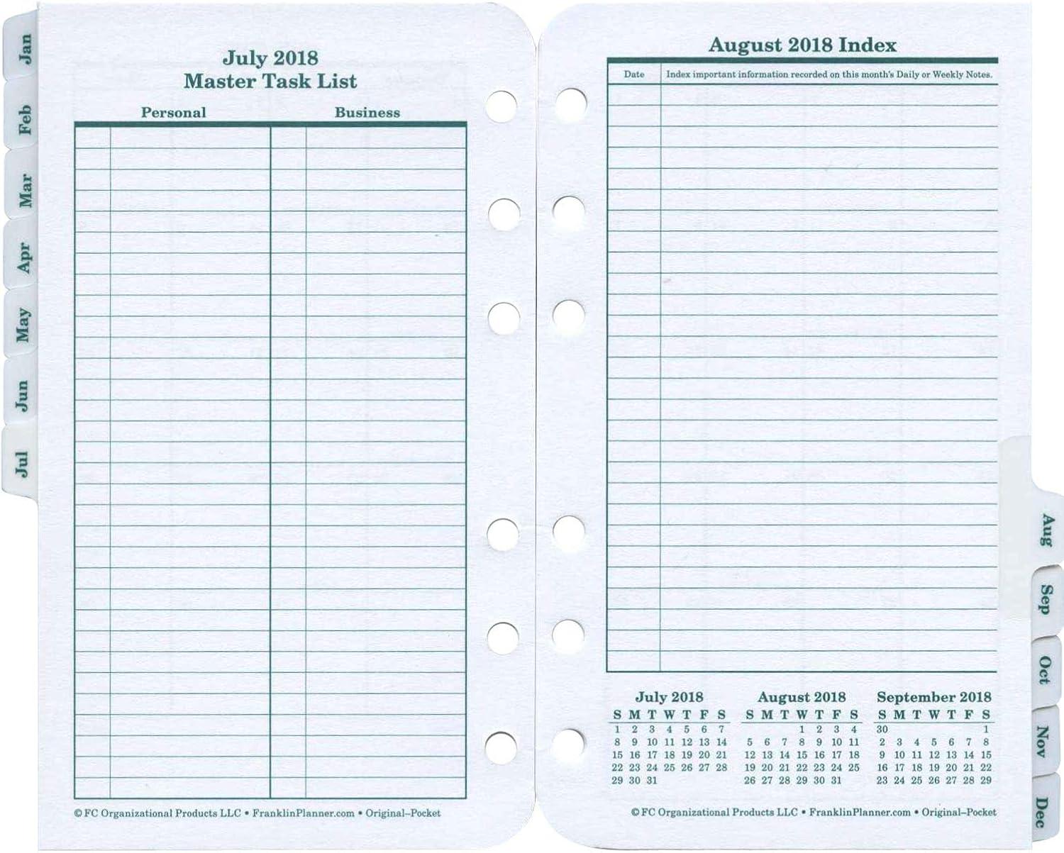 image:imageFranklinCovey Original Planner Refill Two Page Per Day RingBound Pocket Apr 2026 Mar 2027Jan 2018 Dec 2018