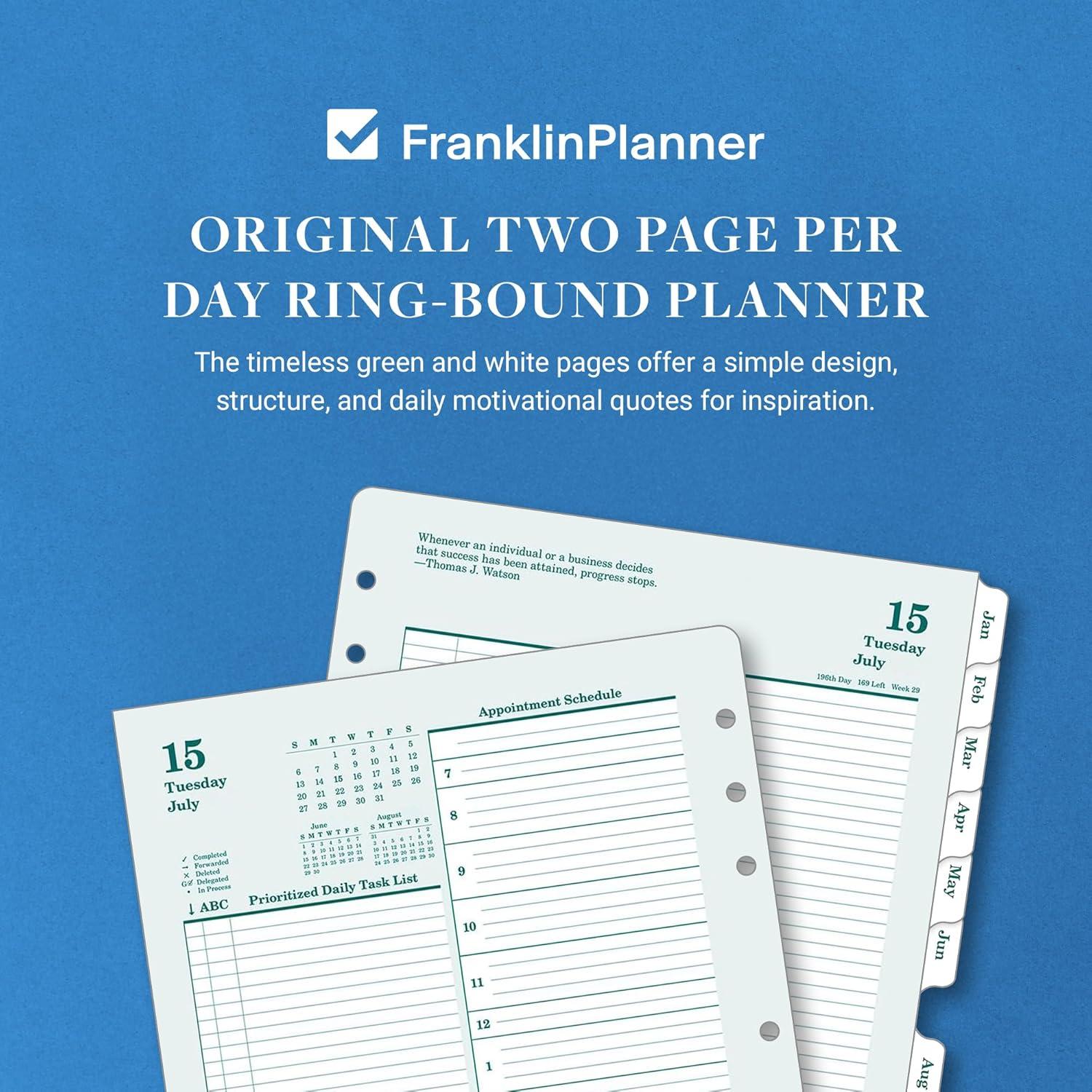 image:imageFranklinCovey Original Planner Refill Two Page Per Day RingBound Pocket Apr 2026 Mar 2027Jul 2025 Jun 2026
