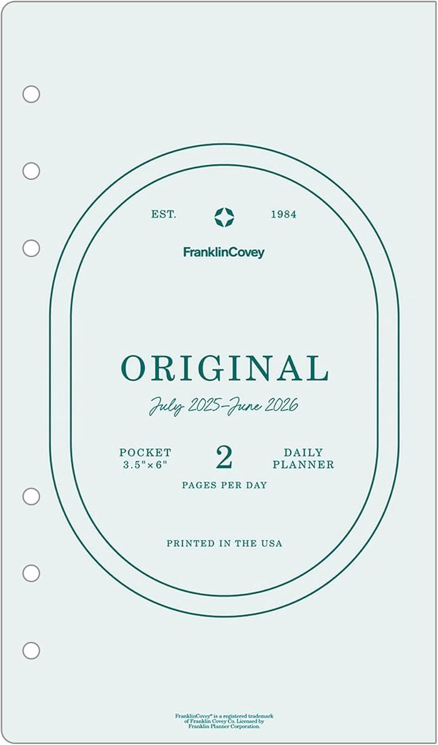 image:imageFranklinCovey Original Planner Refill Two Page Per Day RingBound Pocket Apr 2026 Mar 2027Jul 2025 Jun 2026