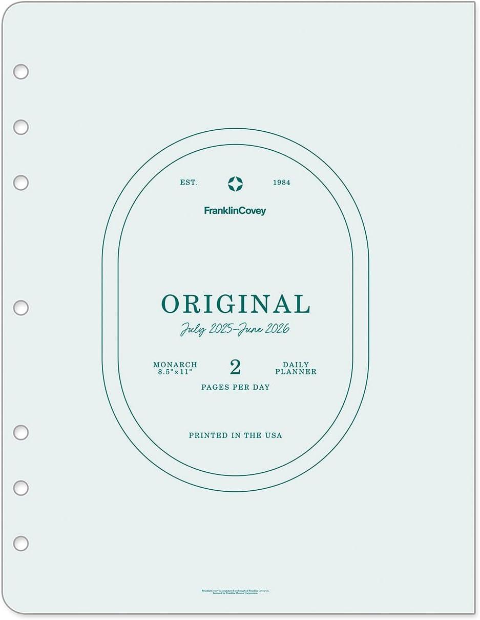 image:imageFranklinCovey Original Planner Refill Two Page Per Day RingBound Pocket Apr 2026 Mar 2027Jul 2025 Jun 2026