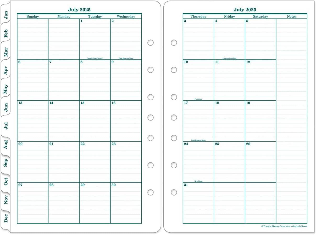 image:imageFranklinCovey Original Planner Refill Two Page Per Day RingBound Pocket Apr 2026 Mar 2027Jul 2025 Jun 2026