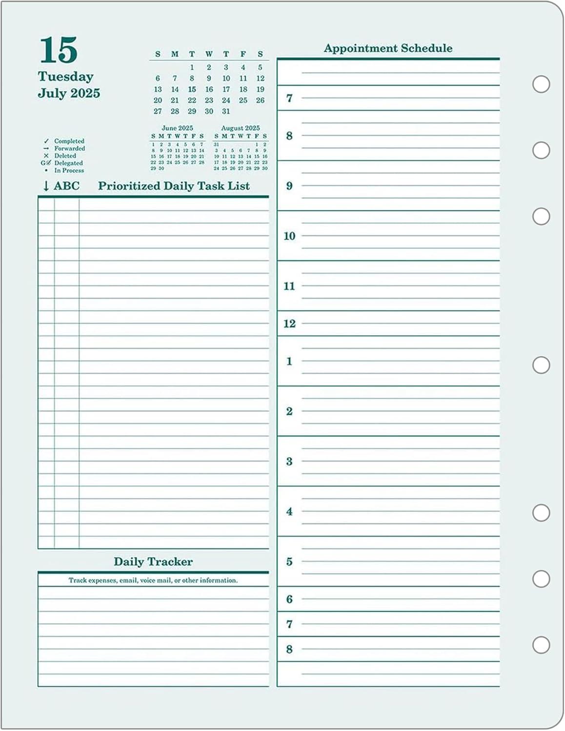 image:imageFranklinCovey Original Planner Refill Two Page Per Day RingBound Pocket Apr 2026 Mar 2027Jul 2025 Jun 2026