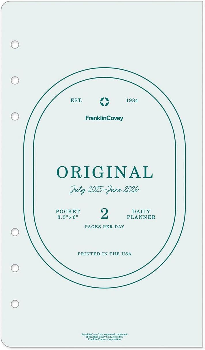 image:imageFranklinCovey Original Planner Refill Two Page Per Day RingBound Pocket Apr 2026 Mar 2027Jul 2025 Jun 2026