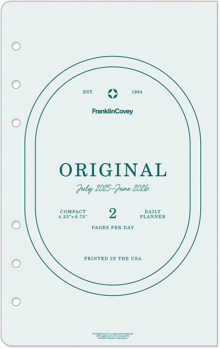image:imageFranklinCovey Original Planner Refill Two Page Per Day RingBound Pocket Apr 2026 Mar 2027Jul 2025 Jun 2026