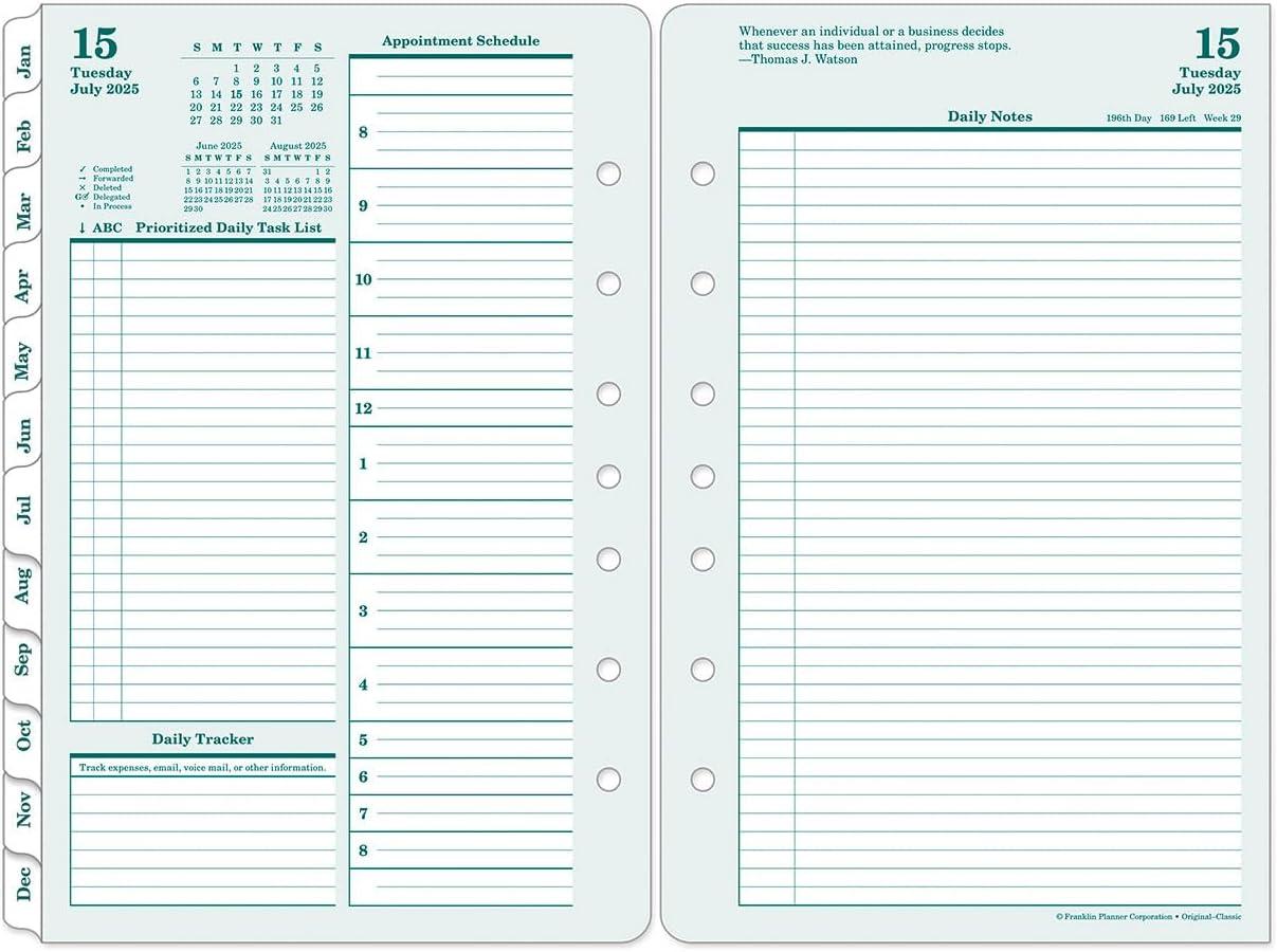 image:imageFranklinCovey Original Planner Refill Two Page Per Day RingBound Pocket Apr 2026 Mar 2027Jul 2025 Jun 2026