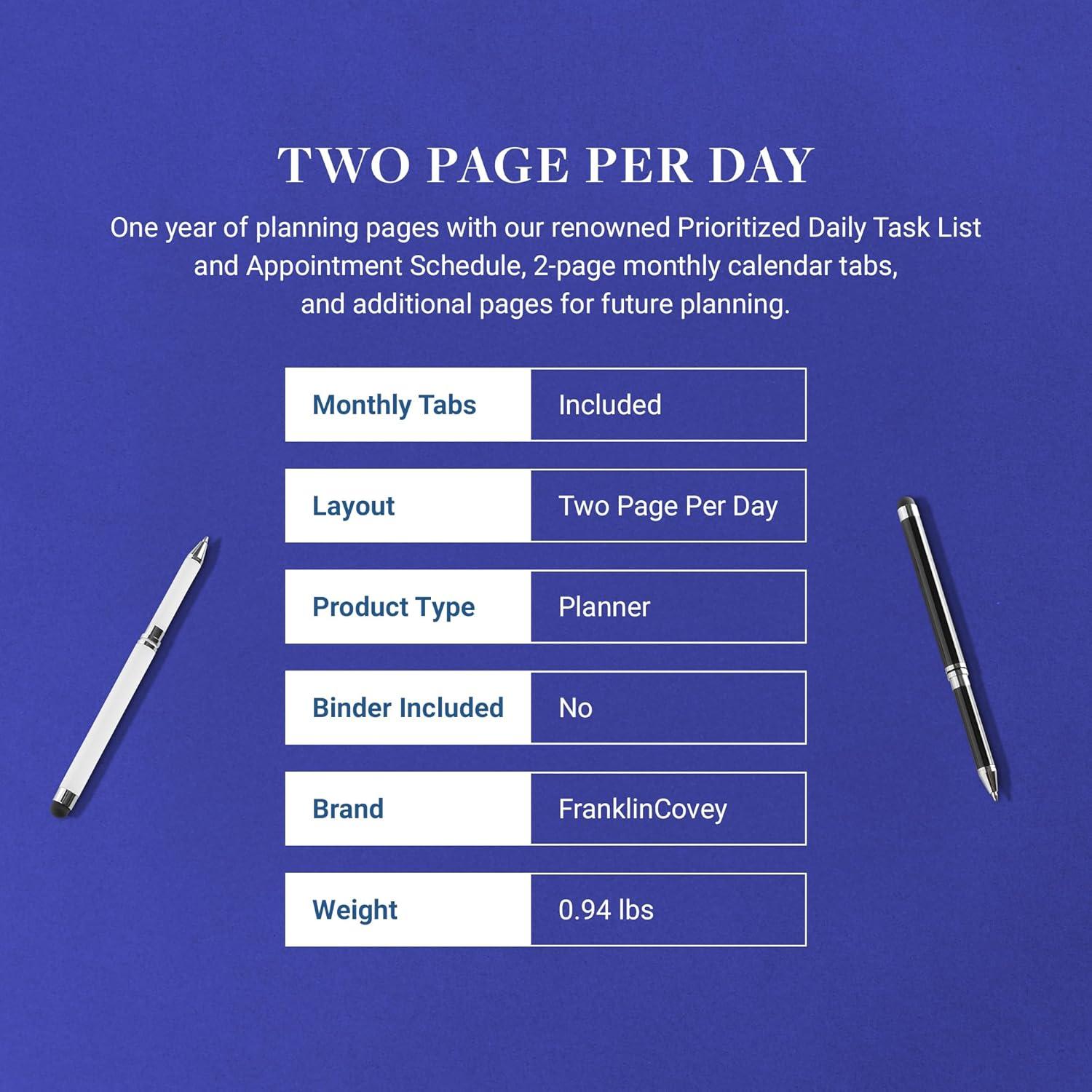 image:imageFranklinCovey Original Planner Refill Two Page Per Day RingBound Pocket Apr 2026 Mar 2027Jul 2025 Jun 2026