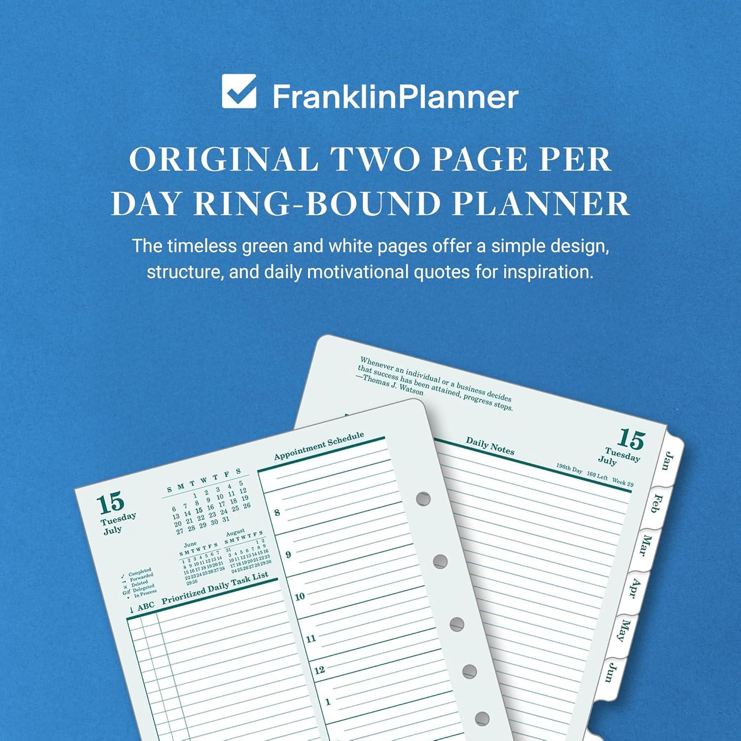 image:imageFranklinCovey Original Planner Refill Two Page Per Day RingBound Pocket Apr 2026 Mar 2027Jul 2025 Jun 2026