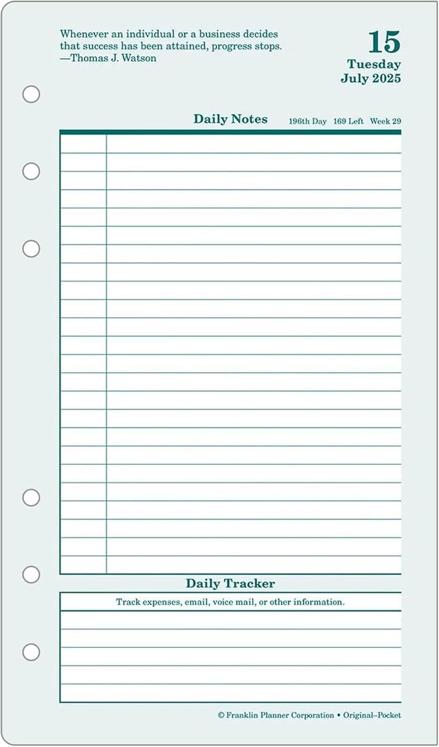 image:imageFranklinCovey Original Planner Refill Two Page Per Day RingBound Pocket Apr 2026 Mar 2027Jul 2025 Jun 2026