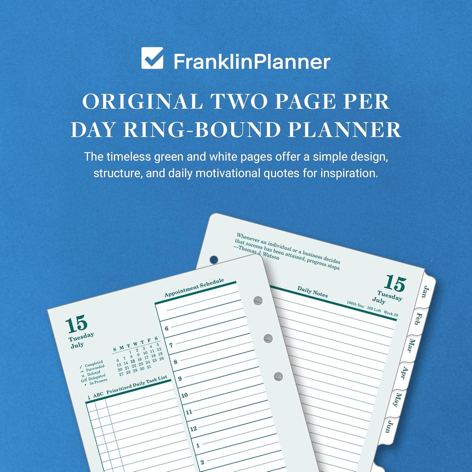 image:imageFranklinCovey Original Planner Refill Two Page Per Day RingBound Pocket Apr 2026 Mar 2027Jul 2025 Jun 2026