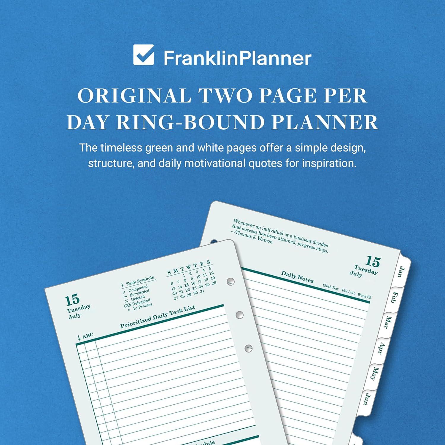 image:imageFranklinCovey Original Planner Refill Two Page Per Day RingBound Pocket Apr 2026 Mar 2027Jul 2025 Jun 2026
