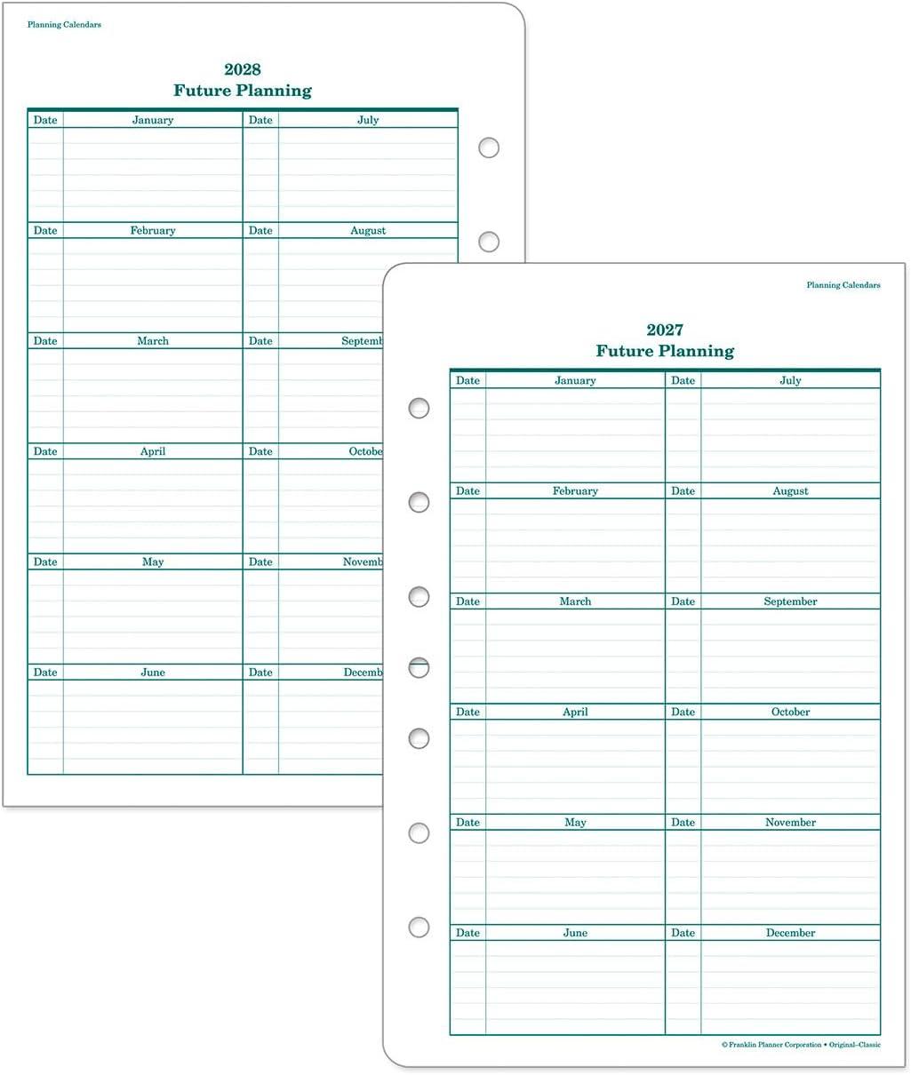 image:imageFranklinCovey Original Planner Refill Two Page Per Day RingBound Pocket Apr 2026 Mar 2027Jul 2025 Jun 2026