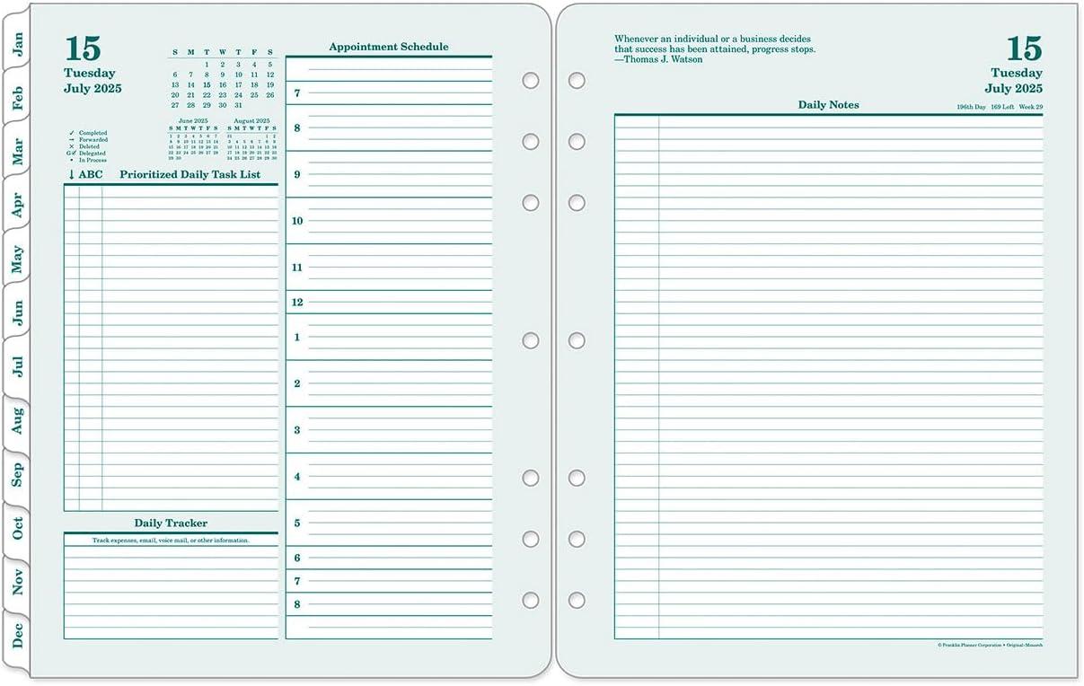 image:imageFranklinCovey Original Planner Refill Two Page Per Day RingBound Pocket Apr 2026 Mar 2027Jul 2025 Jun 2026