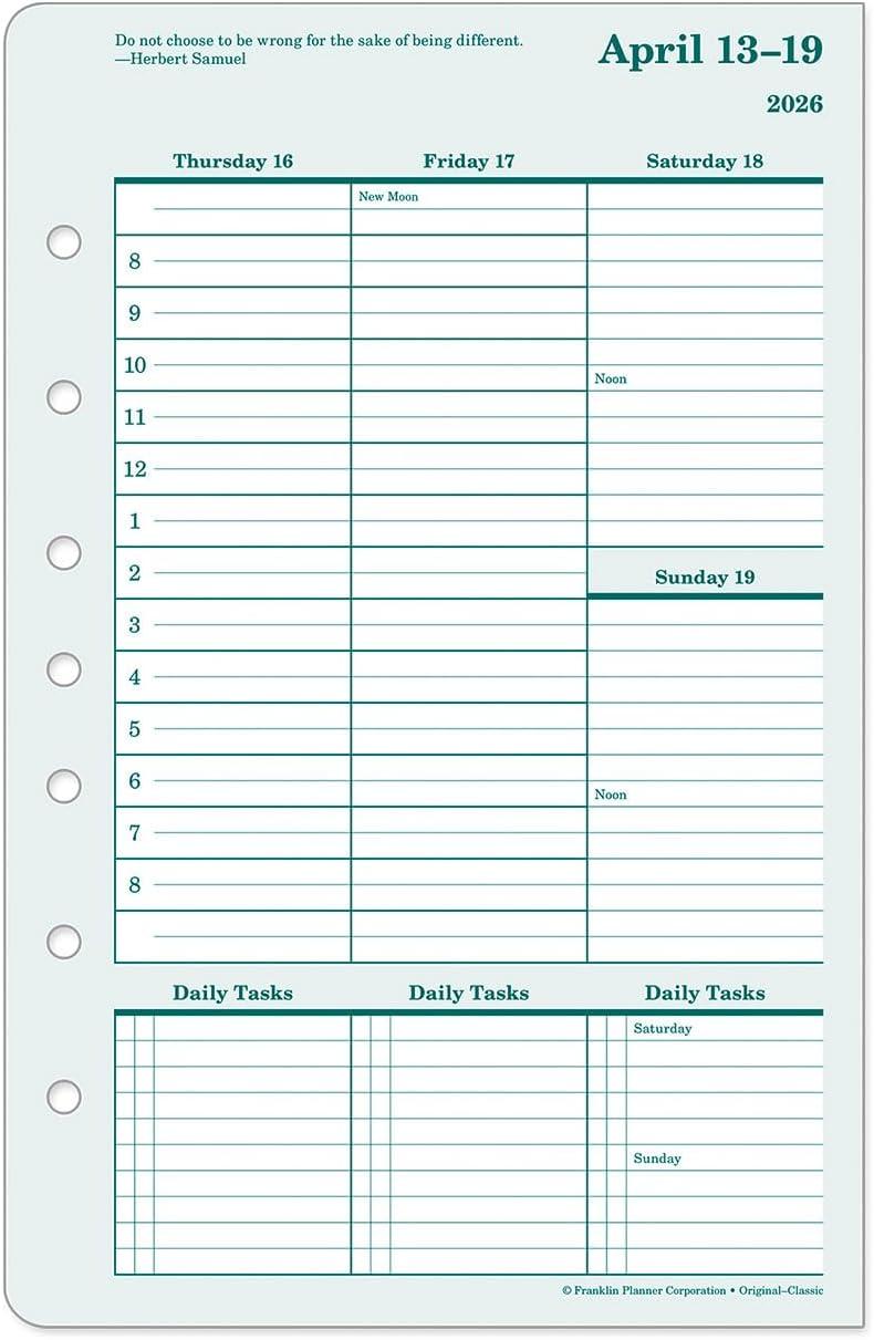 image:imageFranklinCovey Original Planner Refill Weekly RingBound Classic Apr 2026 Mar 2027Apr 2026 Mar 2027