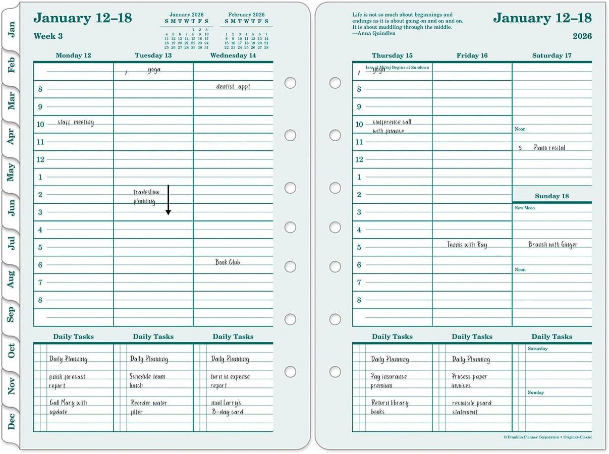 image:imageFranklinCovey Original Planner Refill Weekly RingBound Classic Apr 2026 Mar 2027Jan 2026 Dec 2026