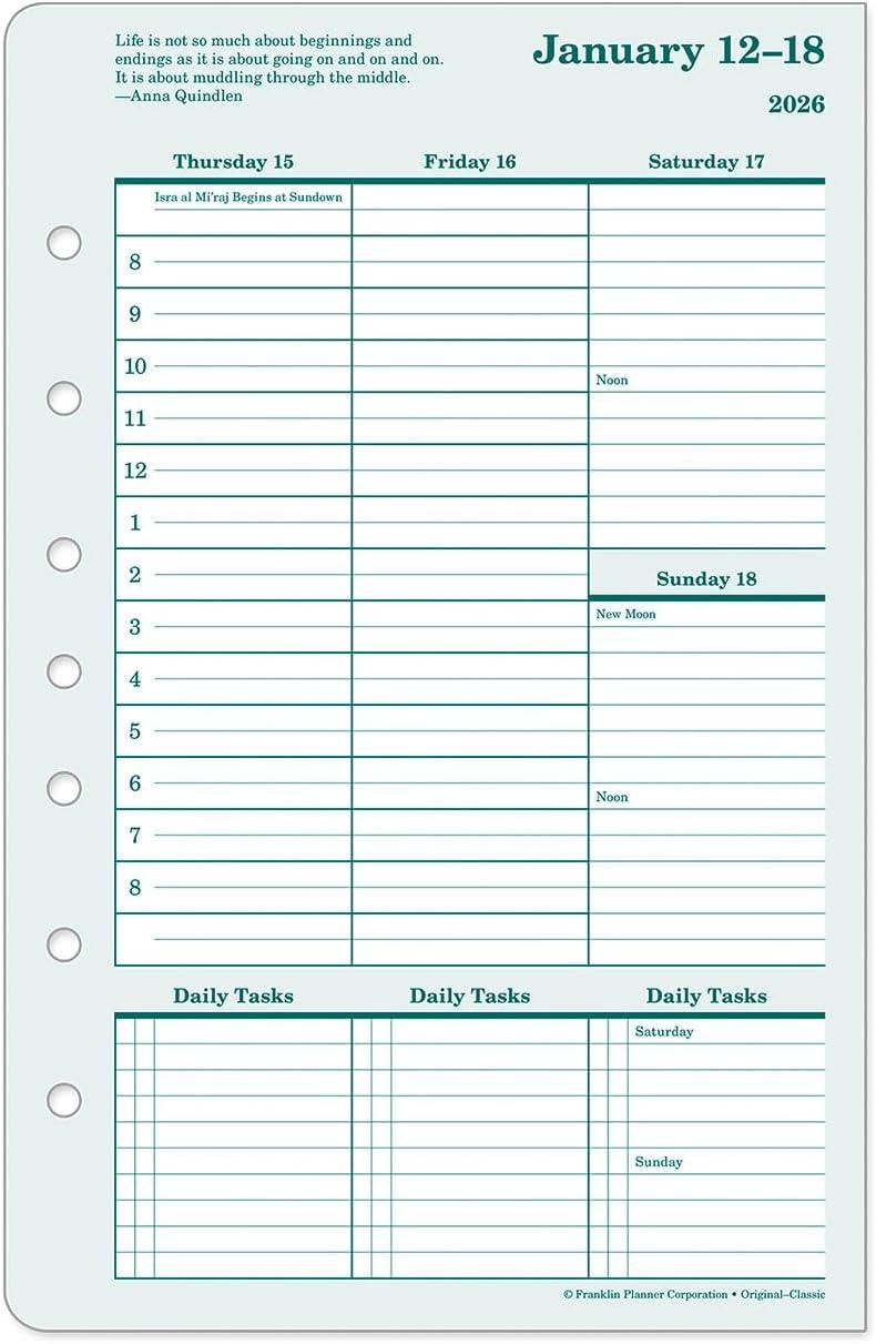 image:imageFranklinCovey Original Planner Refill Weekly RingBound Classic Apr 2026 Mar 2027Jan 2026 Dec 2026