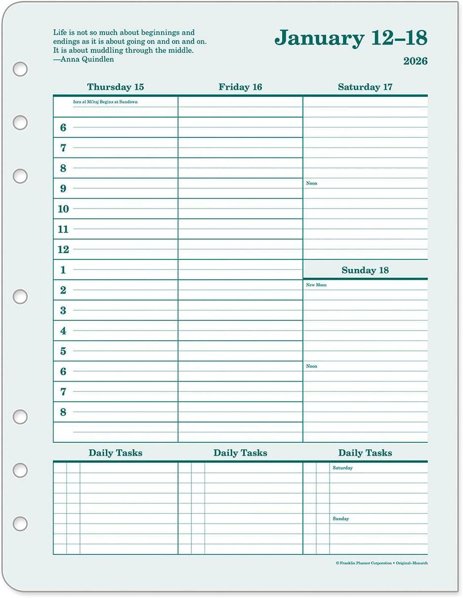 image:imageFranklinCovey Original Planner Refill Weekly RingBound Classic Apr 2026 Mar 2027Jan 2026 Dec 2026