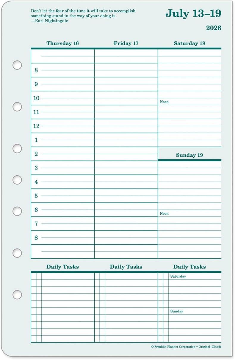 image:imageFranklinCovey Original Planner Refill Weekly RingBound Classic Apr 2026 Mar 2027Jul 2026 Jun 2027