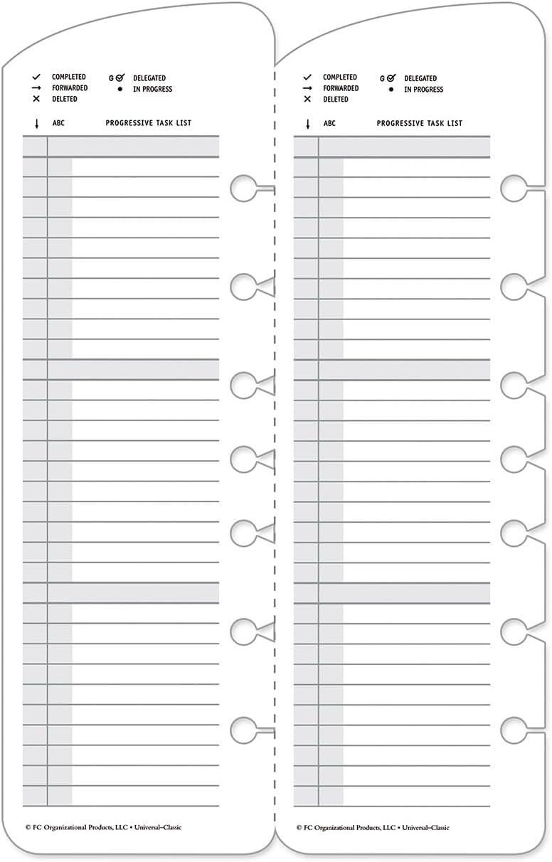 image:imageFranklinCovey Progressive Task List for RingBound FranklinCovey Planners Easily Removable to Move Repeating Tasks to New Days Classic 26 CardsClassic Size