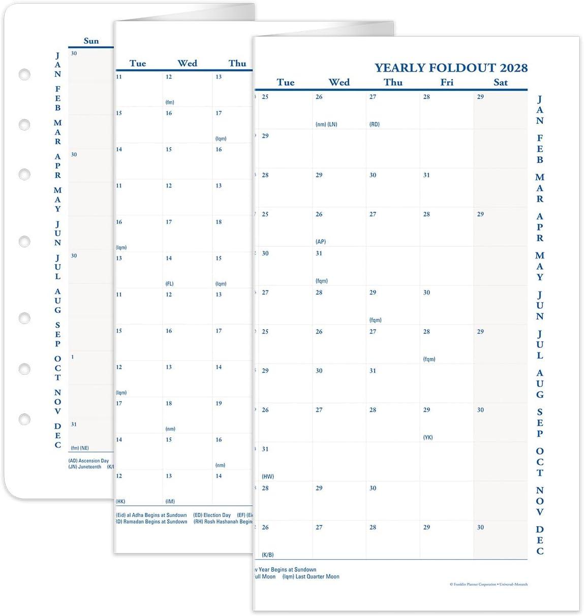 image:imageFranklinCovey Yearly Foldout Calendar for RingBound FranklinCovey Planners Comprehensive Planning Guide Horizontal and Vertical Format Options Compact Jan 2026 Dec 2026Jan 2028 Dec 2028