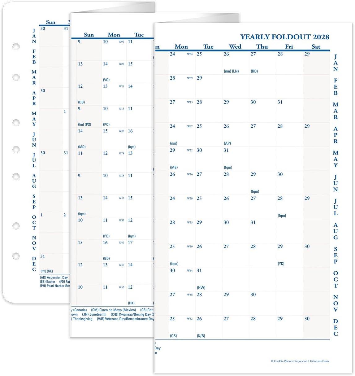 image:imageFranklinCovey Yearly Foldout Calendar for RingBound FranklinCovey Planners Comprehensive Planning Guide Horizontal and Vertical Format Options Compact Jan 2026 Dec 2026Jan 2028 Dec 2028