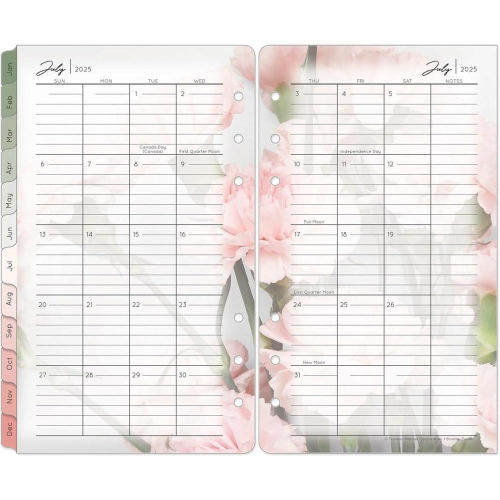 image:imageFranklinCovey Blooms Two Page Monthly Calendar Tabs for RingBound FranklinCovey Planners Monarch Jan 2026 Dec 2026Jan 2026 Dec 2026