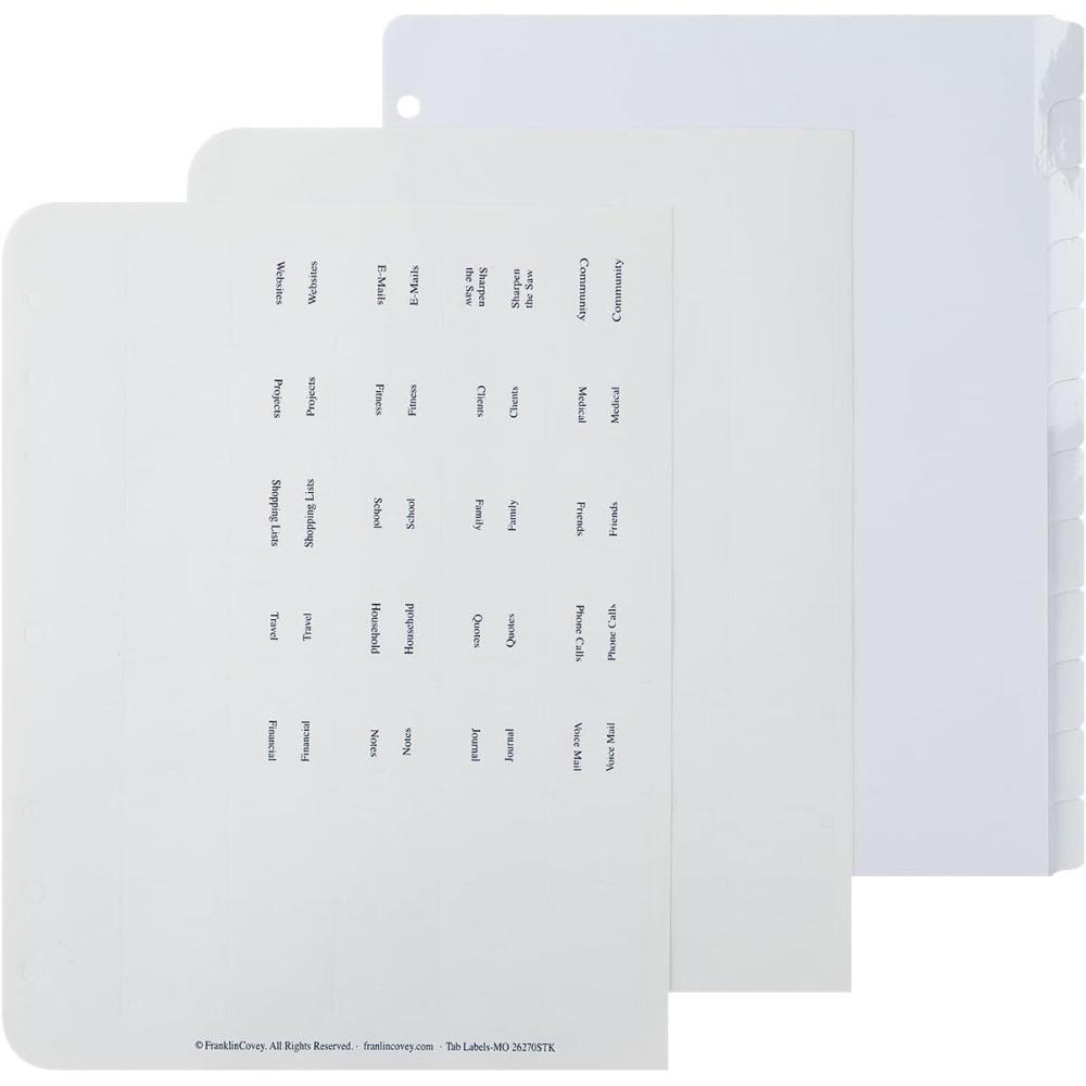 image:imageFranklinCovey Custom Tabs for RingBound FranklinCovey Planners Personalize Your Tabbing System Classic 12 TabsMonarch Size