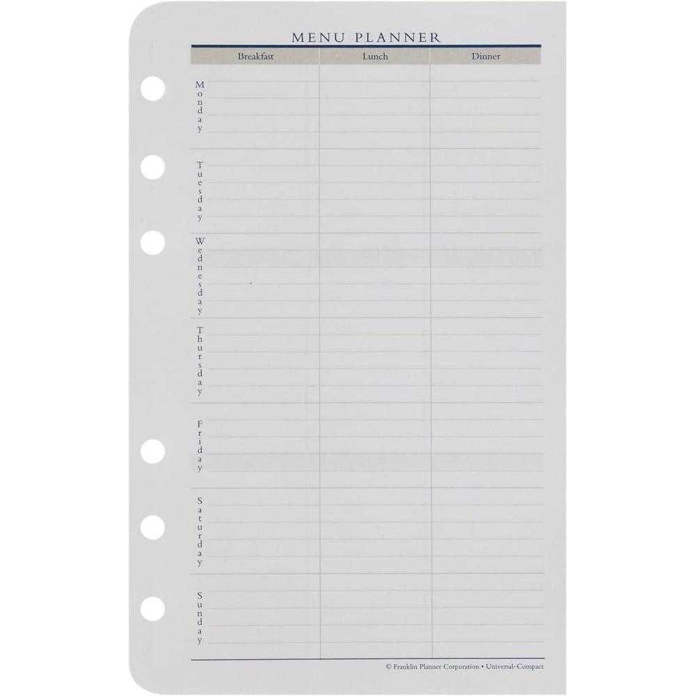 image:imageFranklinCovey Menu Planner Shopping List for RingBound FranklinCovey Planners Plan Menus and Shopping Lists Expansion Pages Classic 50 SheetsCompact Size