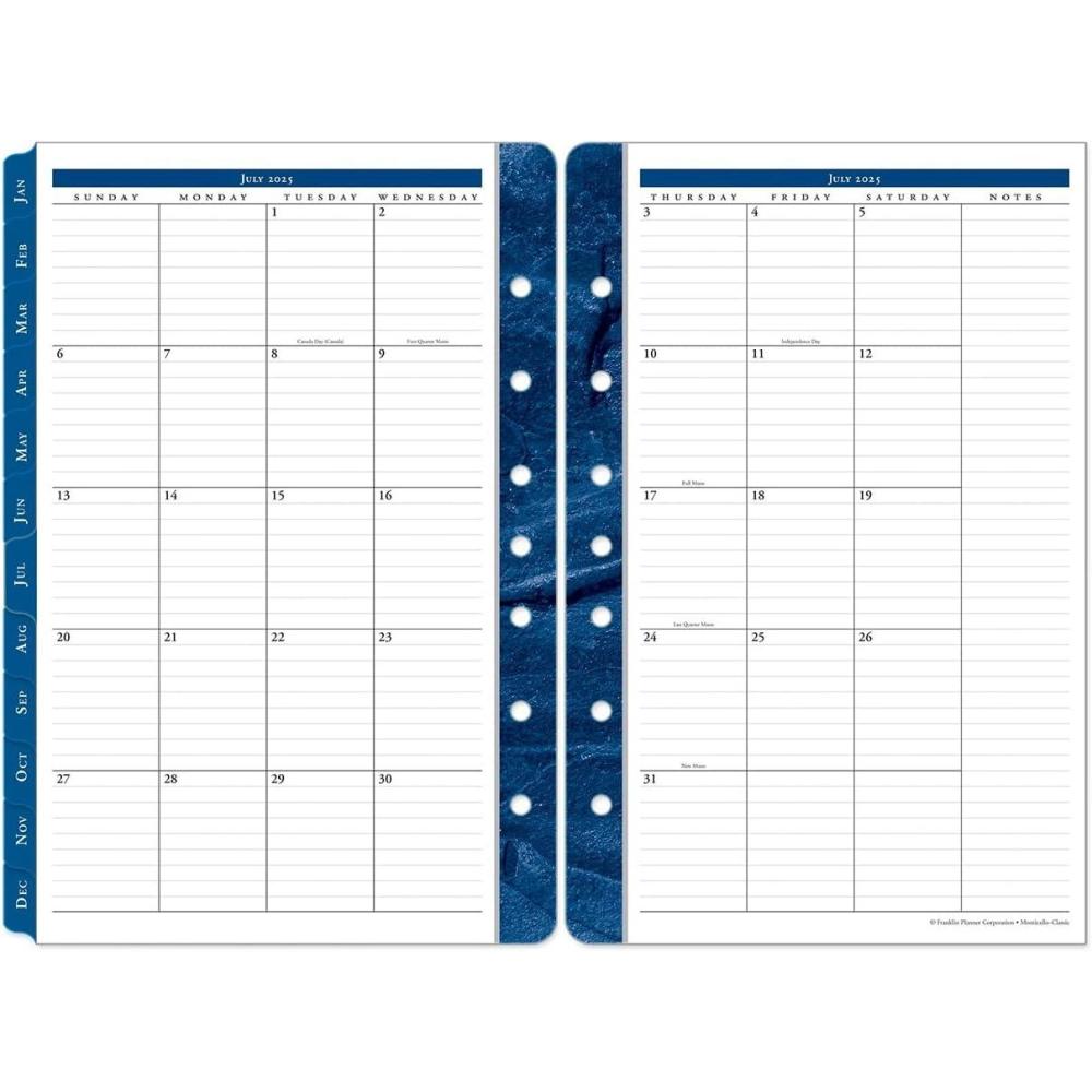 image:imageFranklinCovey Monticello Two Page Monthly Calendar Tabs for RingBound FranklinCovey Planners Compact Jan 2026 Dec 2026Jan 2026 Dec 2026