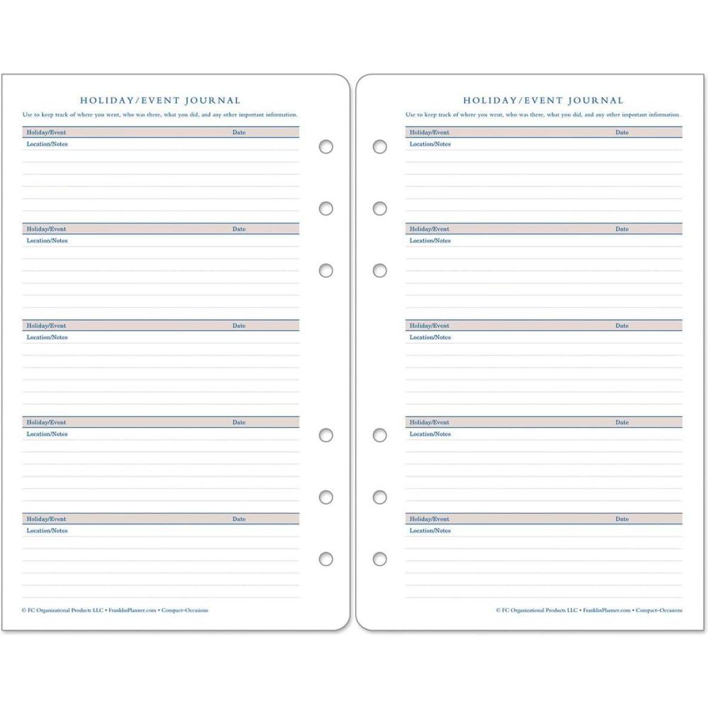 image:imageFranklinCovey Occasions Forms Pack for RingBound FranklinCovey Planners Plan amp Record Special Events Expansion Pages Classic 16 SheetsCompact Size