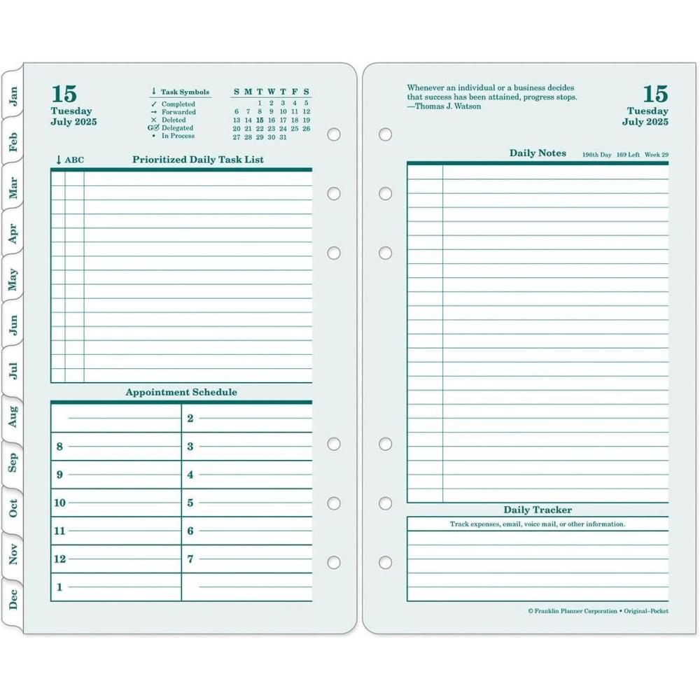 image:imageFranklinCovey Original Planner Refill Two Page Per Day RingBound Pocket Apr 2026 Mar 2027Jul 2025 Jun 2026