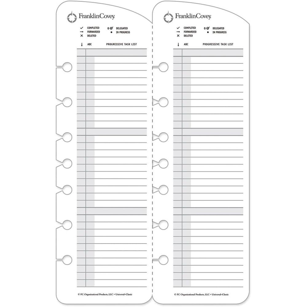 image:imageFranklinCovey Progressive Task List for RingBound FranklinCovey Planners Easily Removable to Move Repeating Tasks to New Days Classic 26 CardsClassic Size
