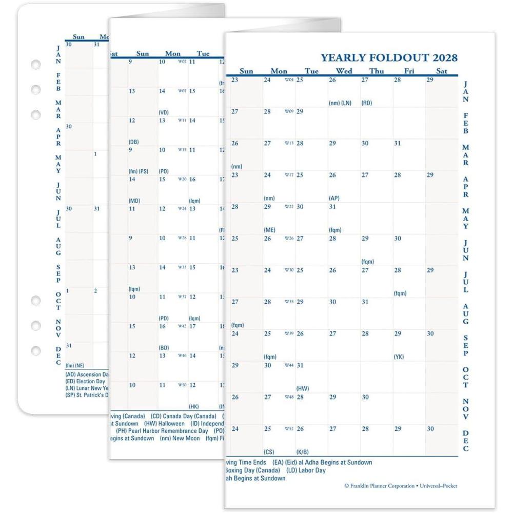 image:imageFranklinCovey Yearly Foldout Calendar for RingBound FranklinCovey Planners Comprehensive Planning Guide Horizontal and Vertical Format Options Compact Jan 2026 Dec 2026Jan 2028 Dec 2028