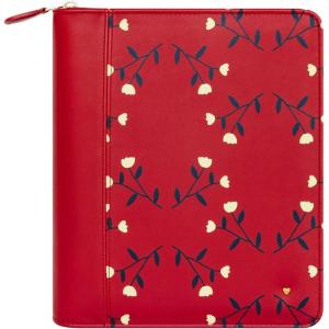 image:imageFranklinCovey  Planner Love Folklore Blooms Simulated Leather Zipper Binder Classic Red Tulip