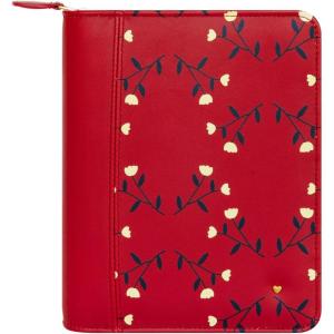 image:imageFranklinCovey  Planner Love Folklore Blooms Simulated Leather Zipper Binder Compact Red Tulip
